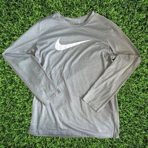 Boys Grey Nike Training Long Sleeve Tee